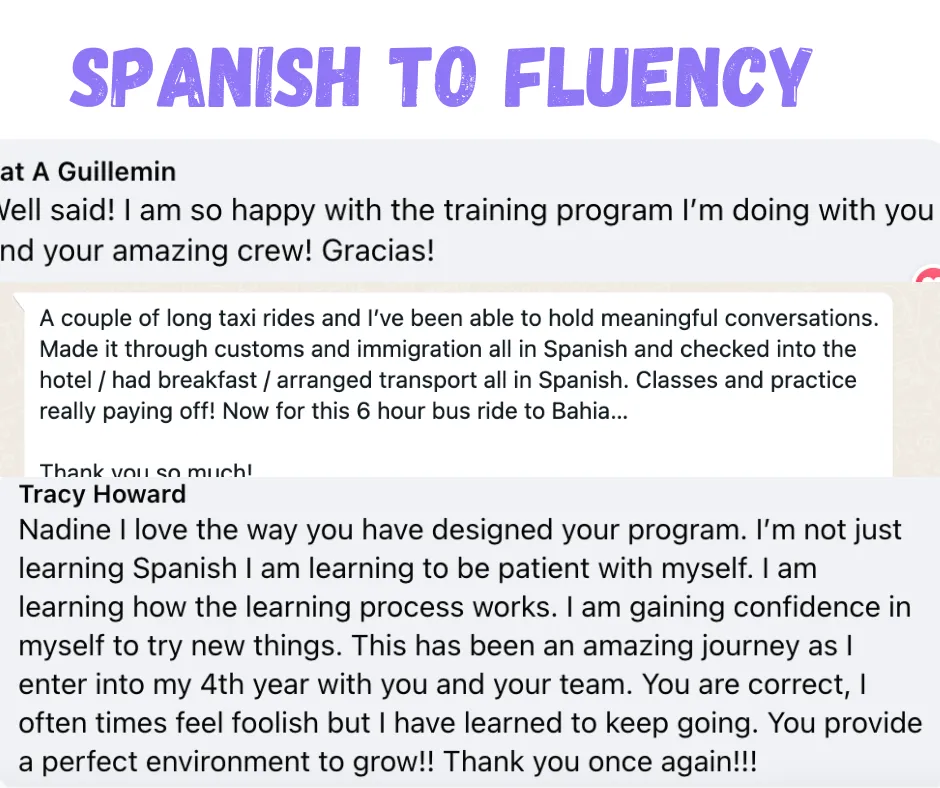 Student testimonials for Spanish to Fluency